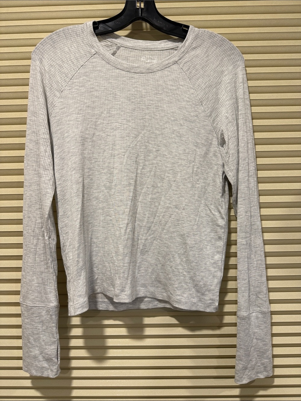 Aerie Light Gray Ribbed Long-Sleeve Women's Top